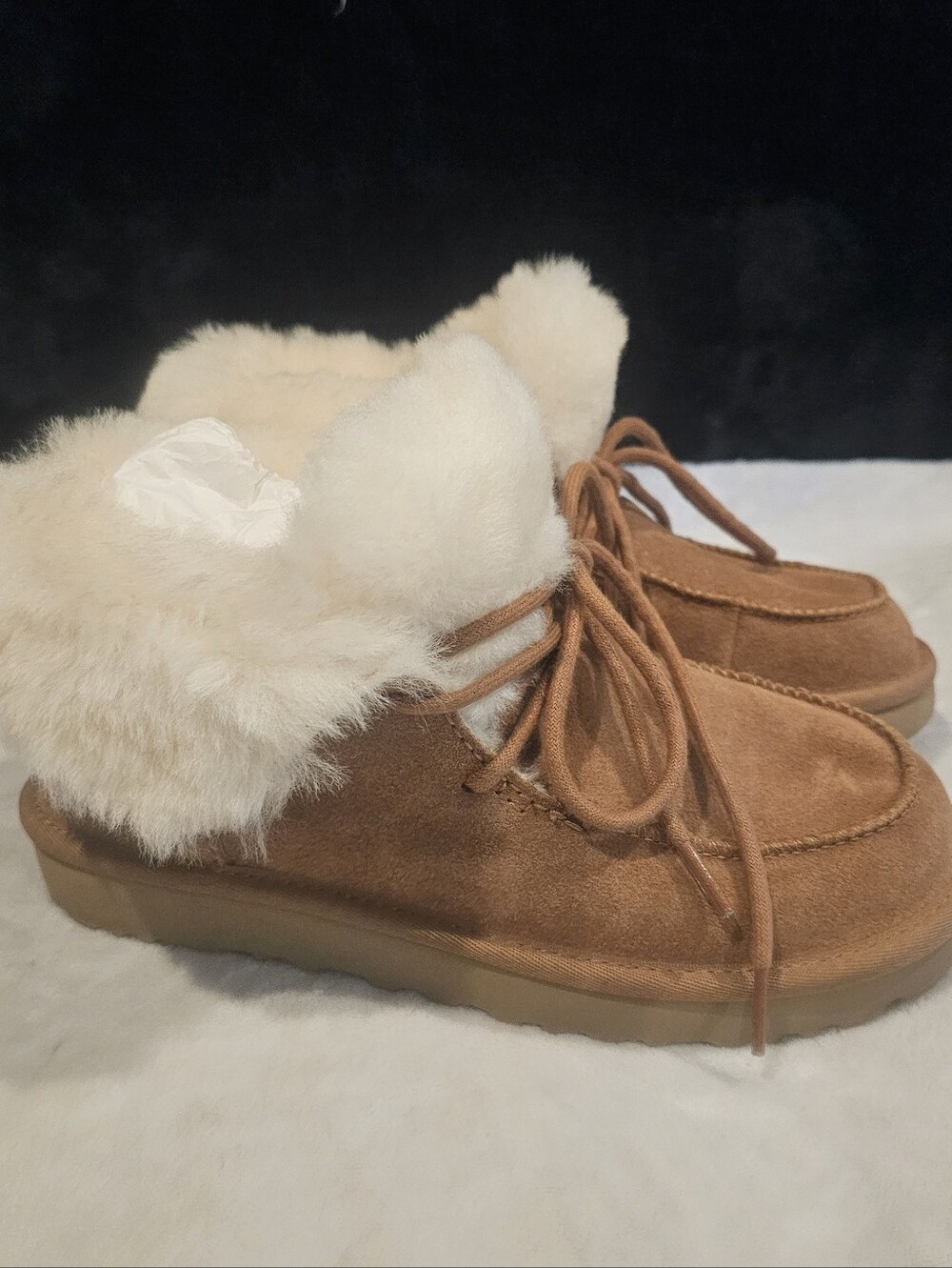 UGG Women's Brown Suede Shearling Lined Moccasin Boots- Size 7
